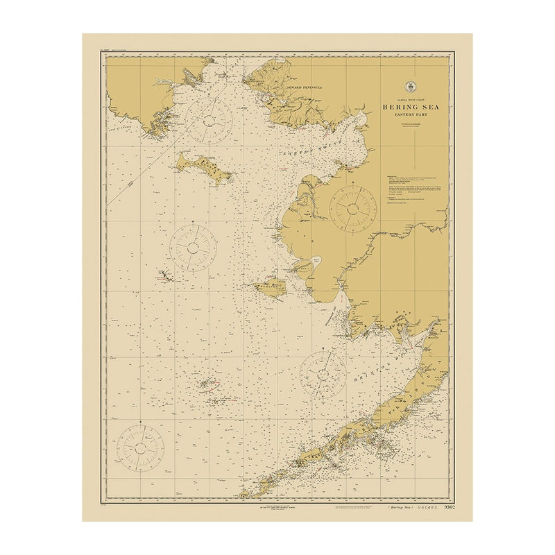 Bering Sea - Eastern Part Nautical Chart 1923 - Muir Way - Vintage Map