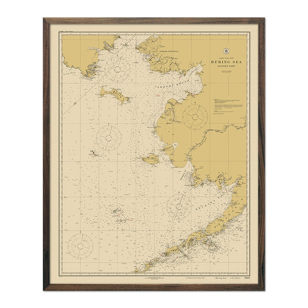 Bering Sea Eastern Part, Norton Sound, Bristol Bay, high quality AK Nautical Chart Shower Curtain / Made to Order