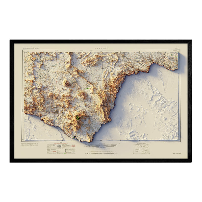 Big Bend 1965 Shaded Relief Map - Muir Way - Vintage Relief