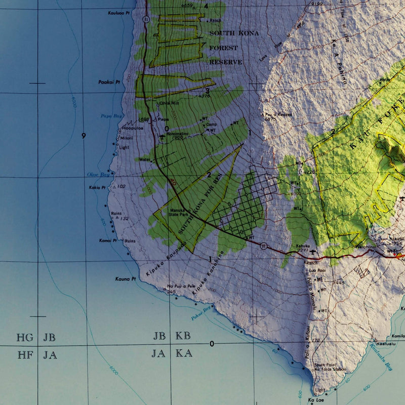 Big Island, Hawaii 1975 Shaded Relief Map - Muir Way - Vintage Relief