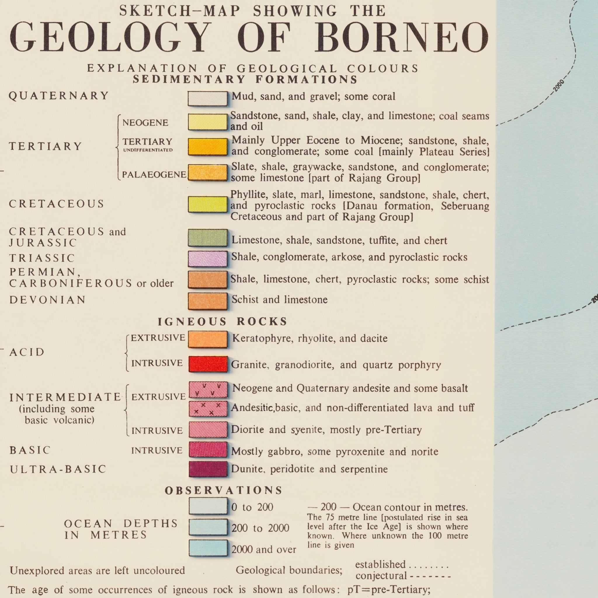 Borneo 1957 Shaded Relief Map - Muir Way - Vintage Relief