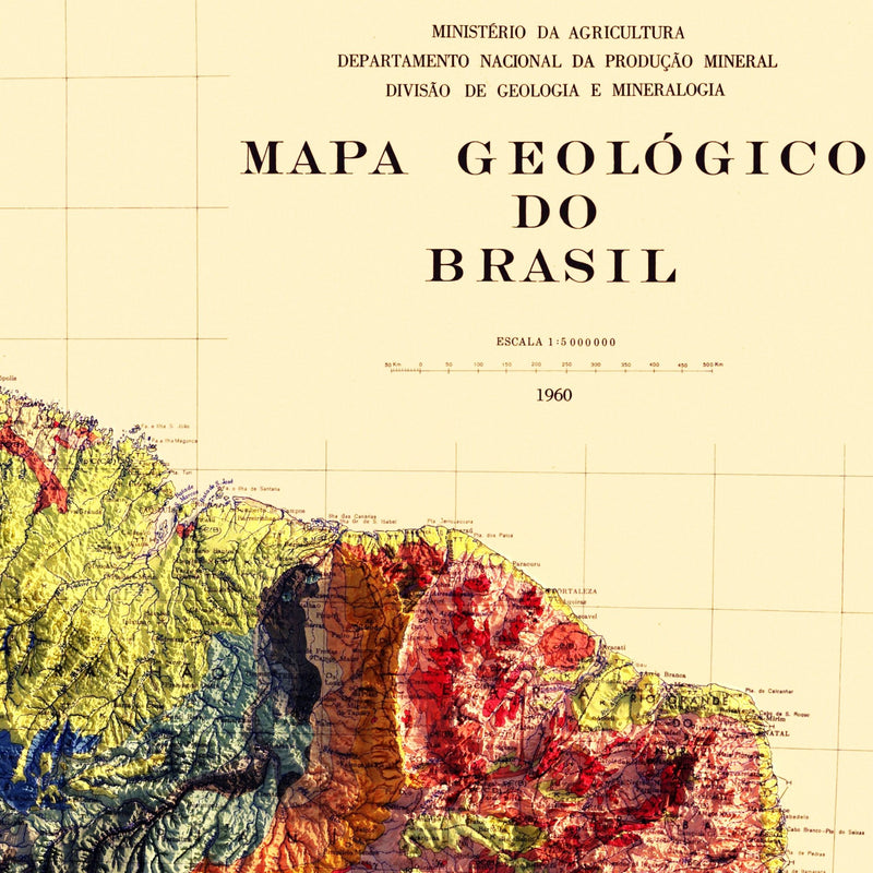 Brazil 1960 Shaded Relief Map - Muir Way - Vintage Relief