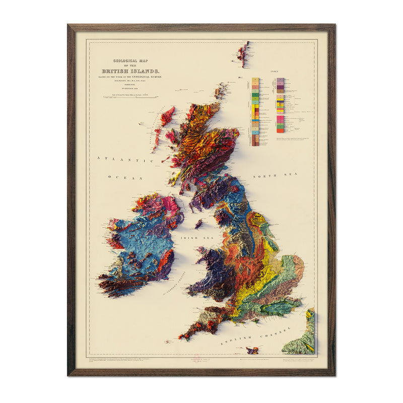 British Islands 1939 Shaded Relief Map - Muir Way - Vintage Relief