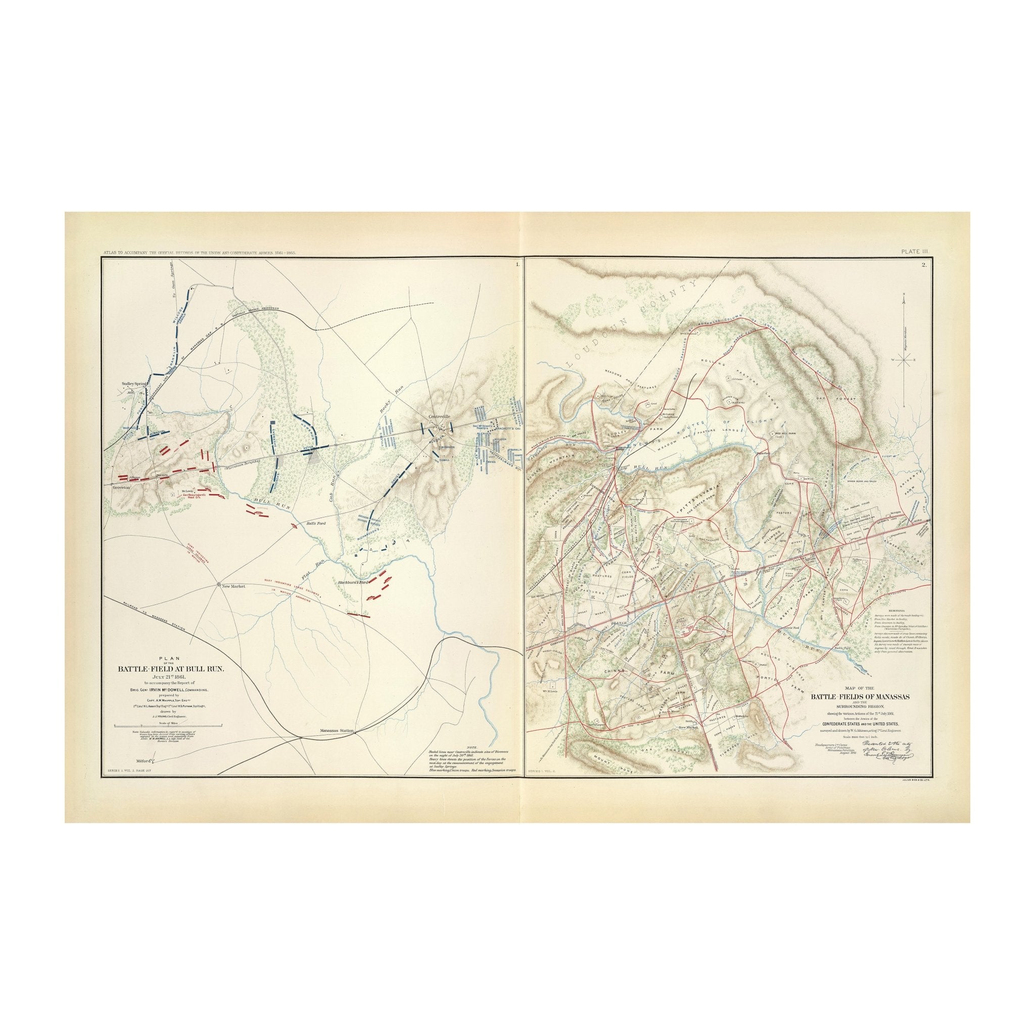 Bull Run and Manassas - Muir Way - Vintage Map