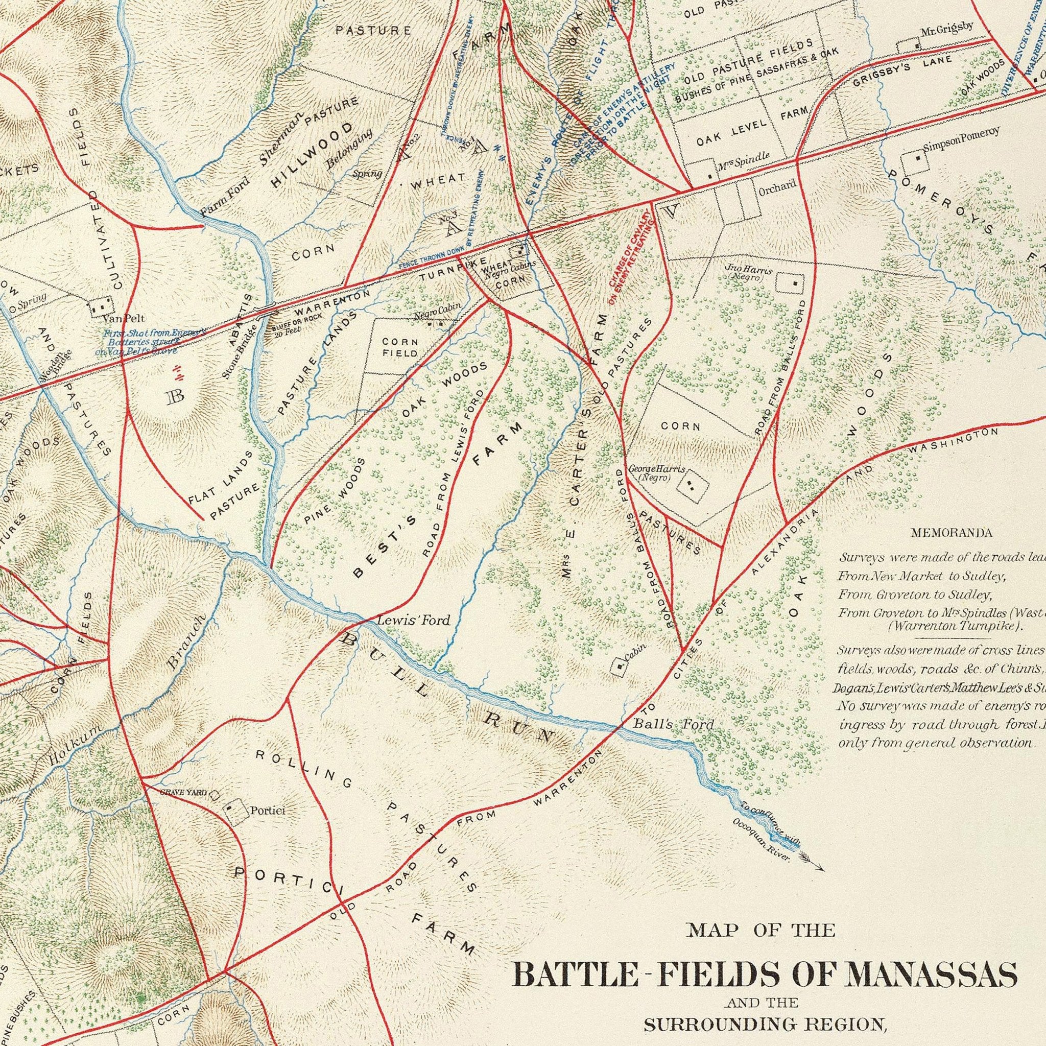 Bull Run and Manassas - Muir Way - Vintage Map