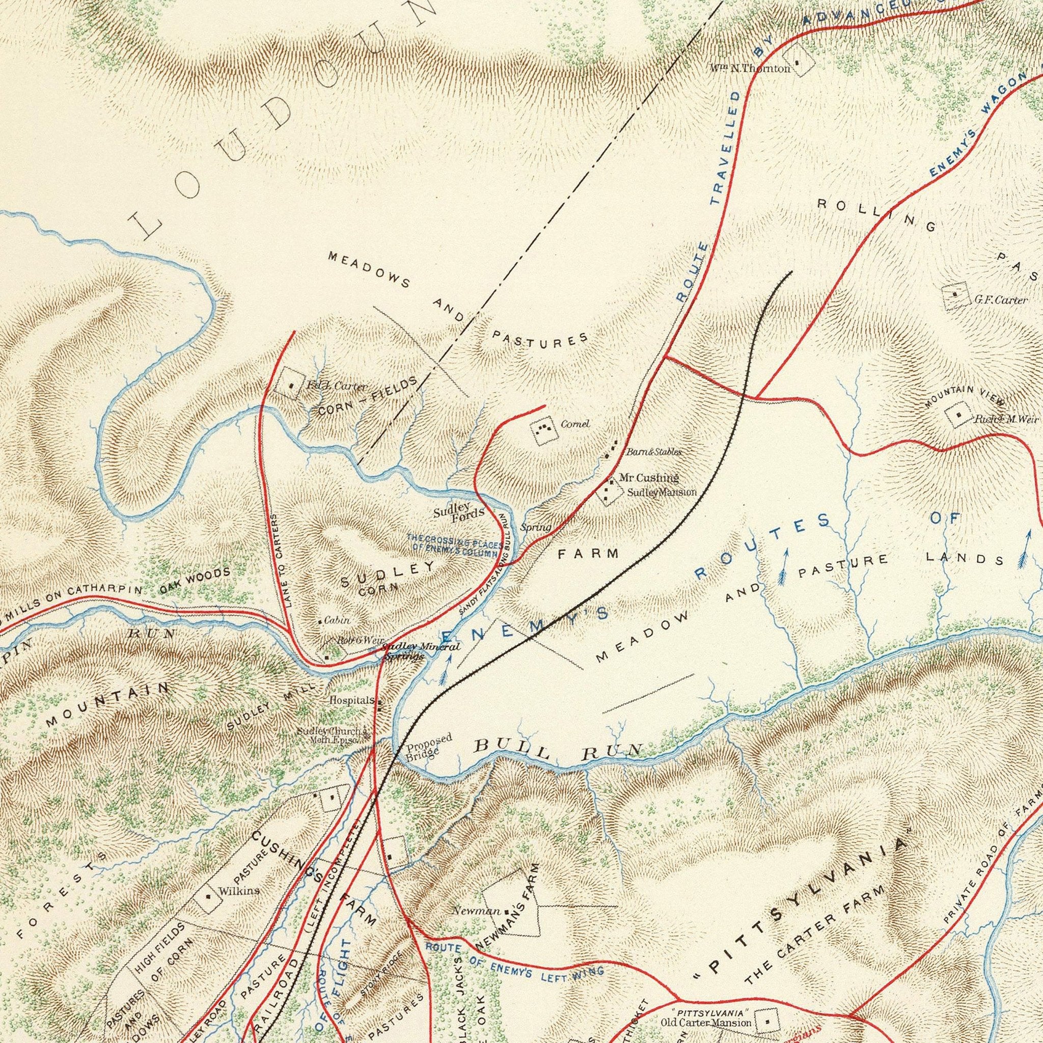 Bull Run and Manassas - Muir Way - Vintage Map