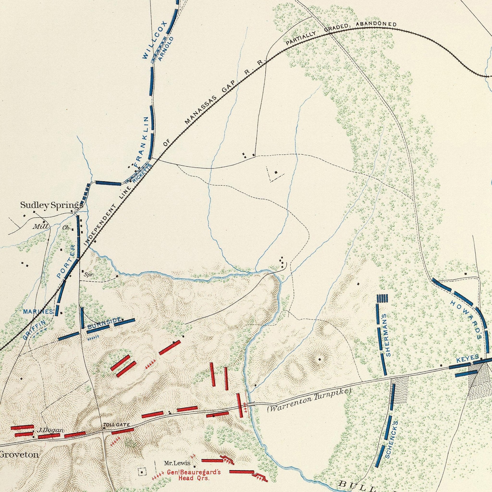 Bull Run and Manassas - Muir Way - Vintage Map