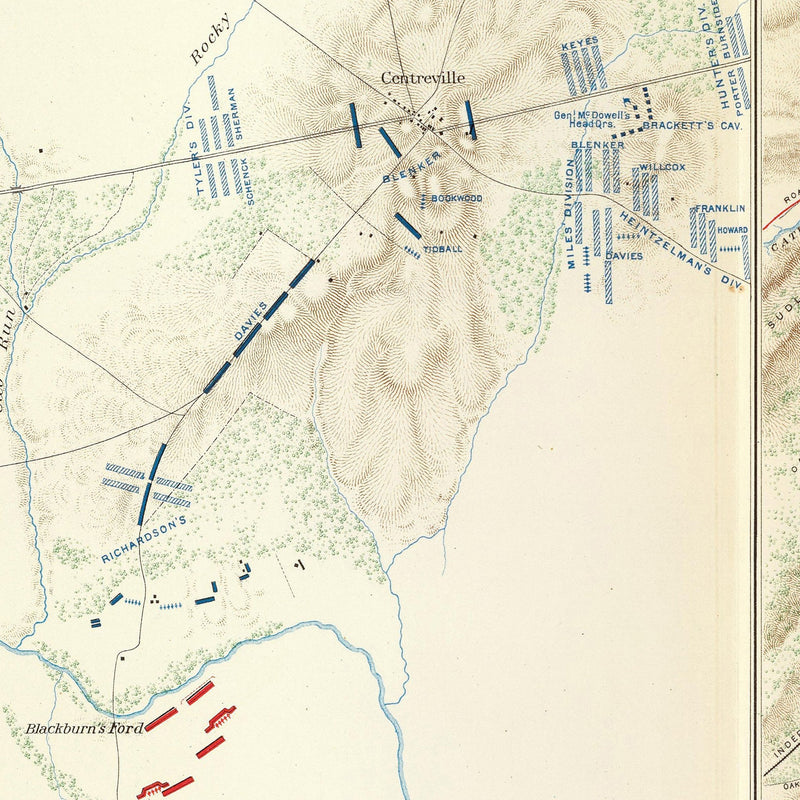 Bull Run and Manassas - Muir Way - Vintage Map