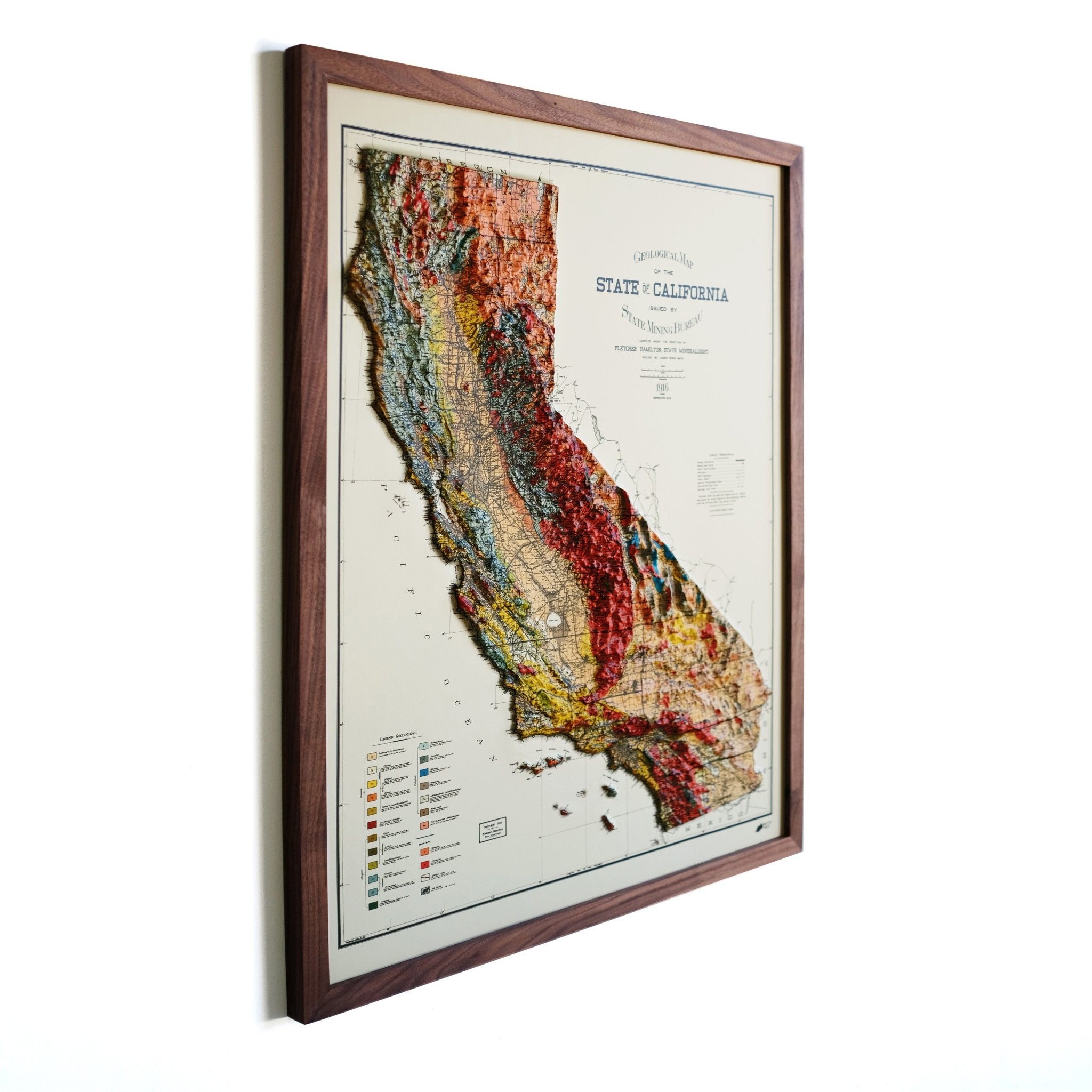 California 1916 3D Raised Relief Map - Muir Way - 3D