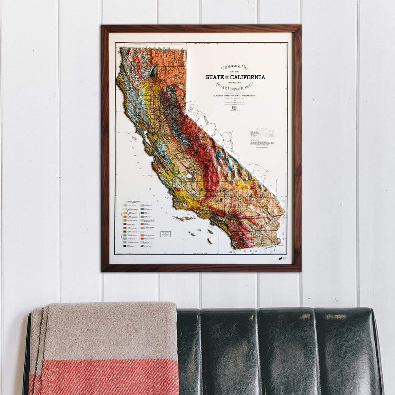 California 1916 3D Raised Relief Map - Muir Way - 3D