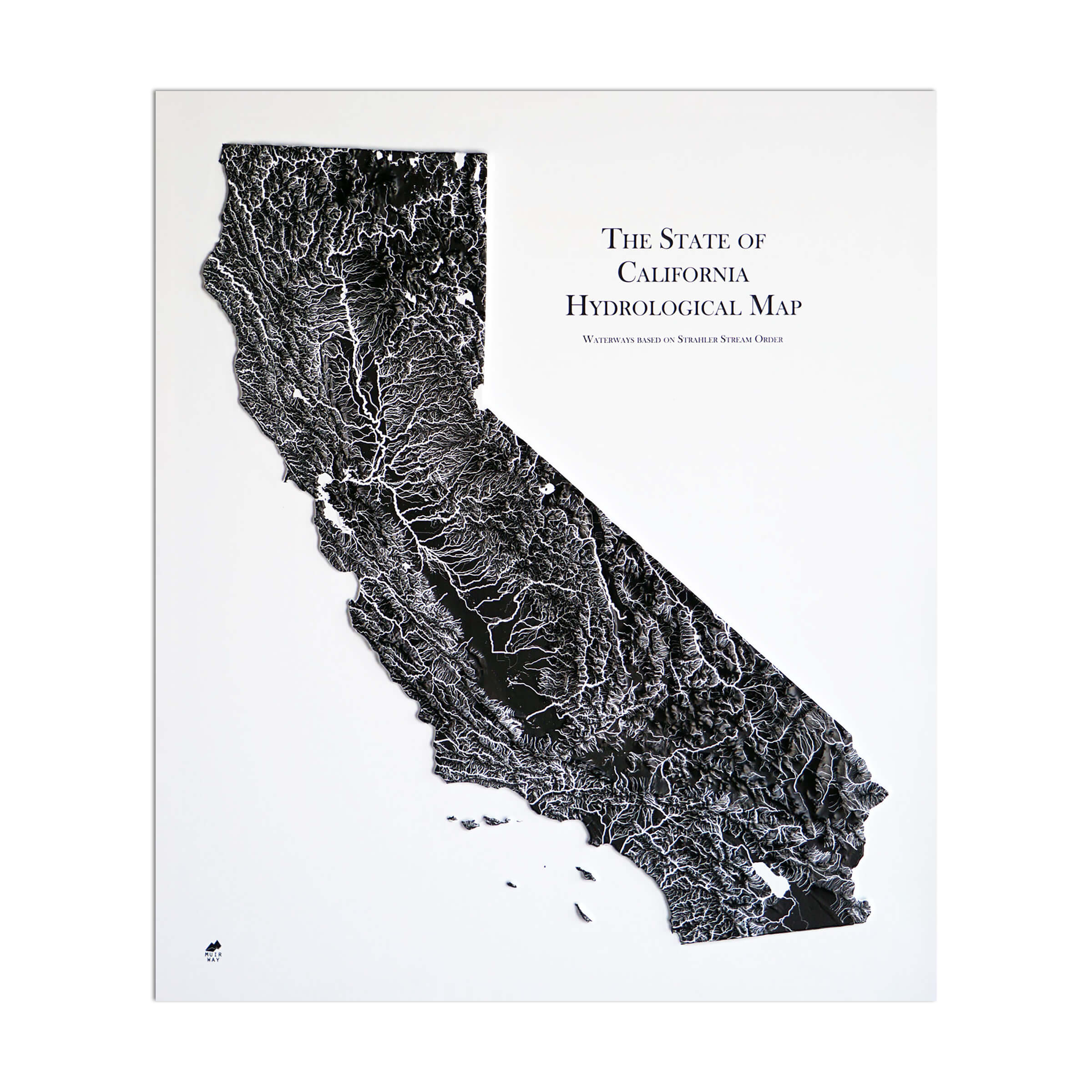 Factory Seconds - California Hydrological - 3D Raised Relief Map - Not Mounted - Muir Way - 3D