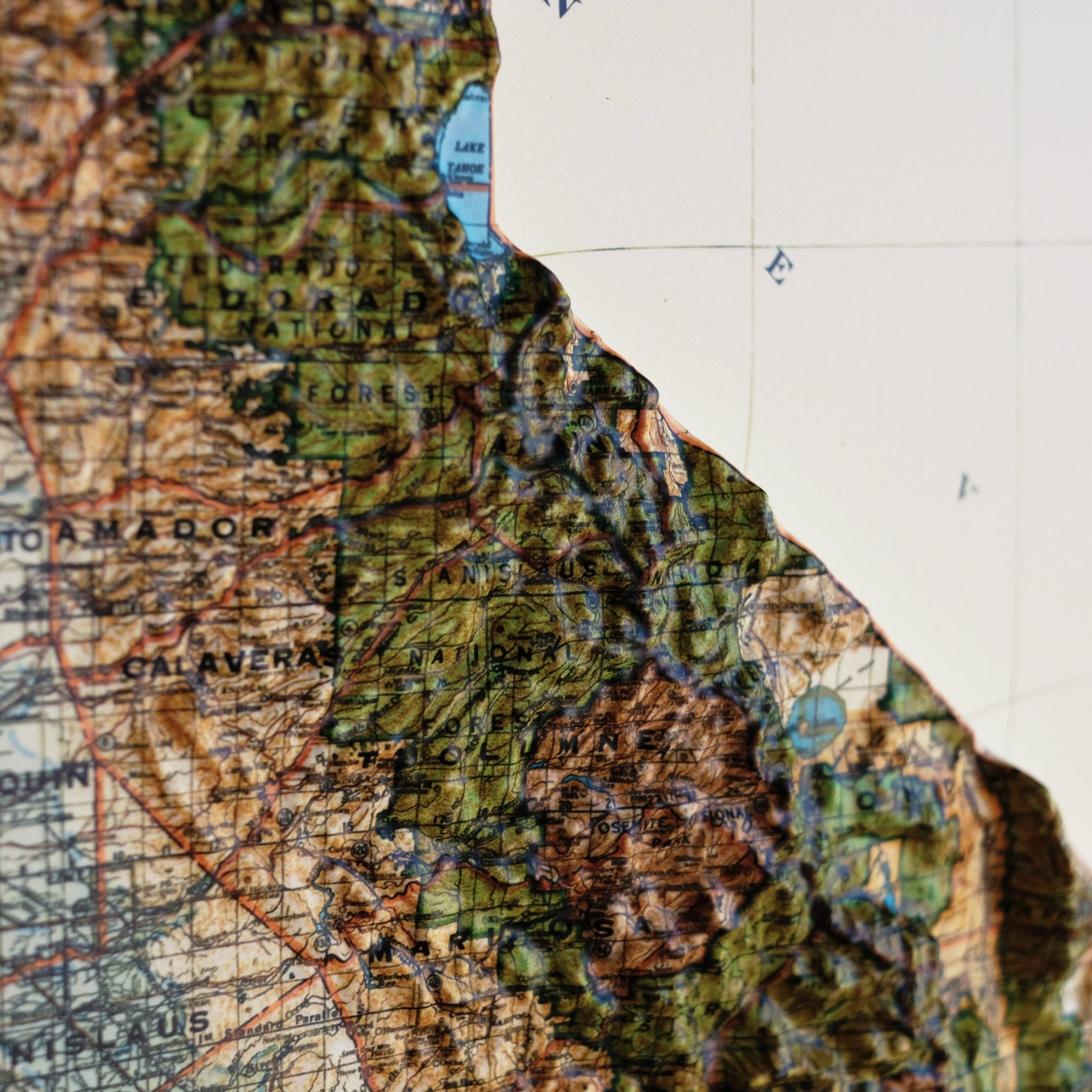 California 1944 3D Raised Relief Map - Muir Way - 3D