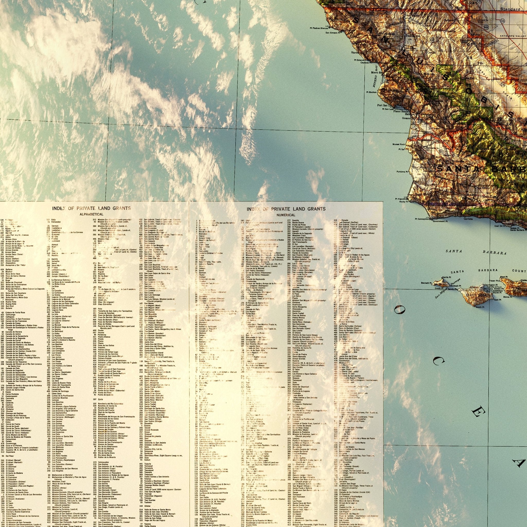 California 1944 Shaded Relief Map - Muir Way - Vintage Relief