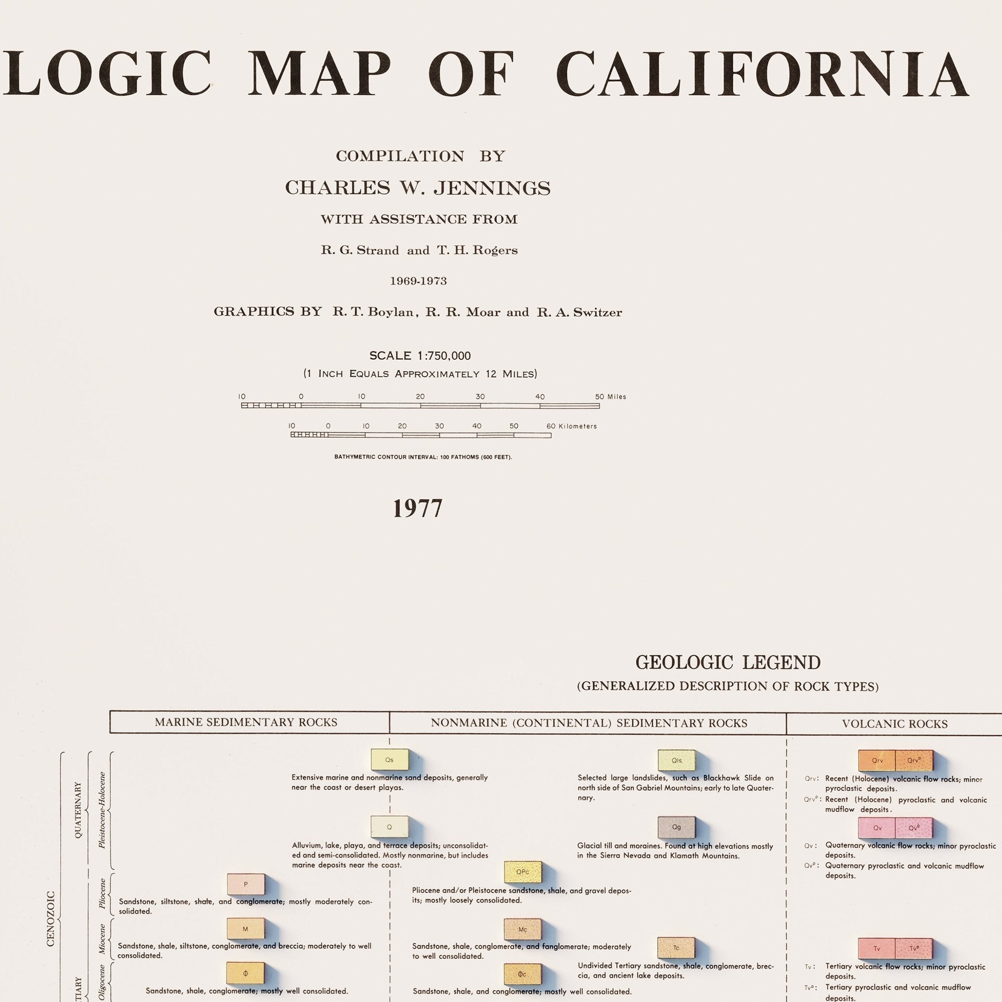 California 1977 Shaded Relief Map - Muir Way - Vintage Relief