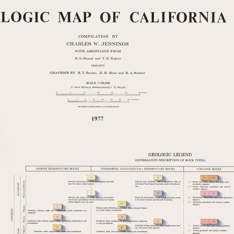 California 1977 Shaded Relief Map - Muir Way - Vintage Relief