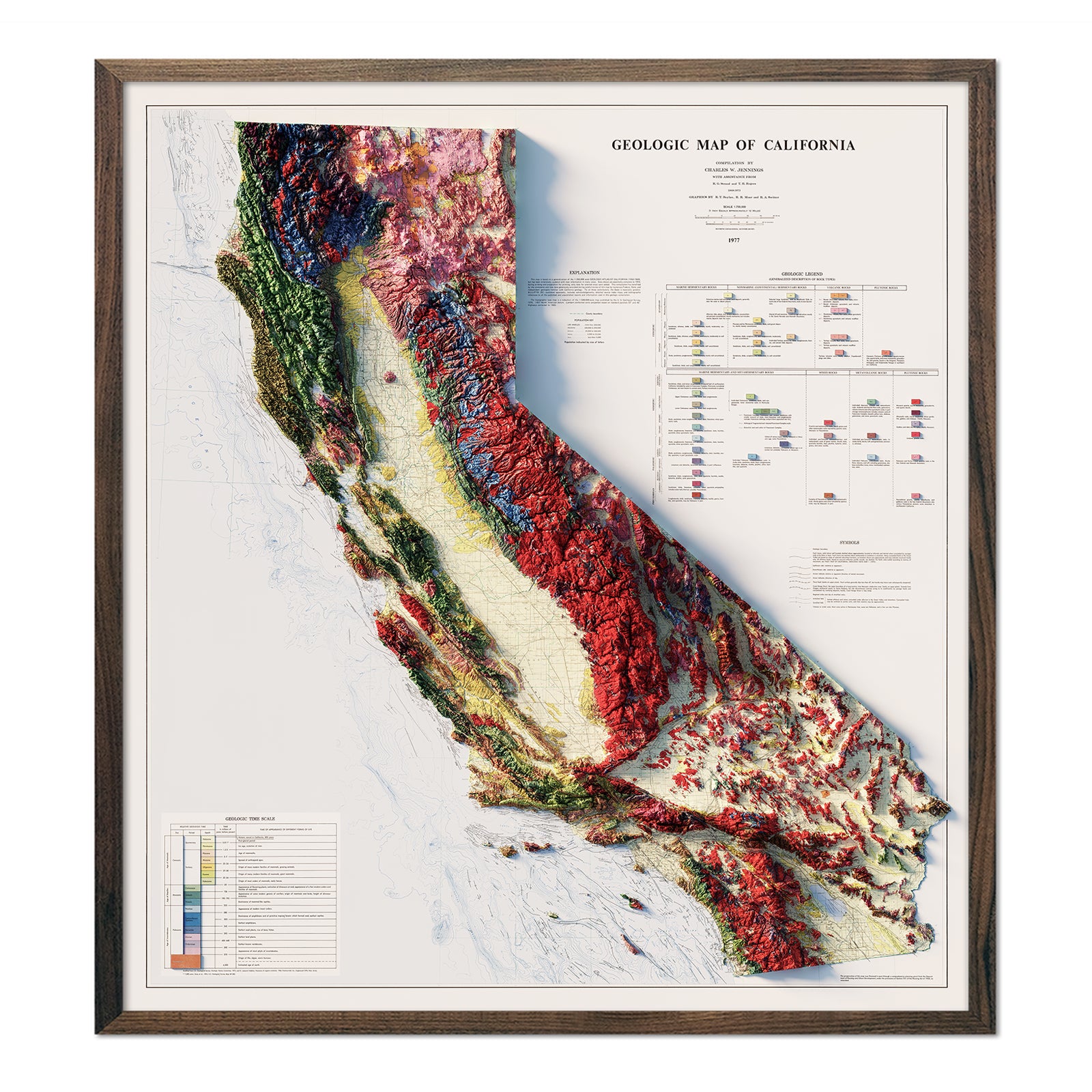 California 1977 Shaded Relief Map