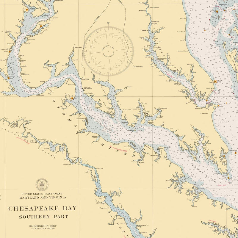 Chesapeake Bay Nautical Chart 1940 - Muir Way - Vintage Map