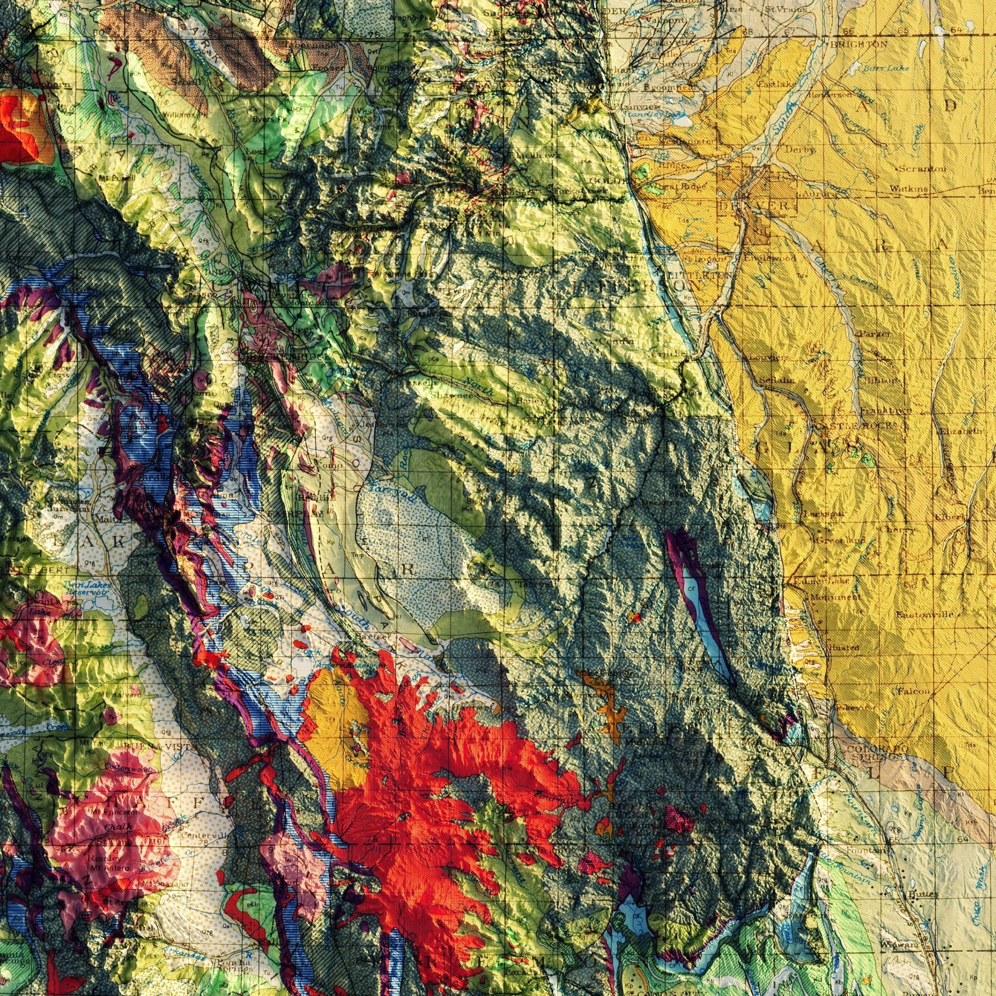 Colorado 1935 Shaded Relief Map - Muir Way - Vintage Relief