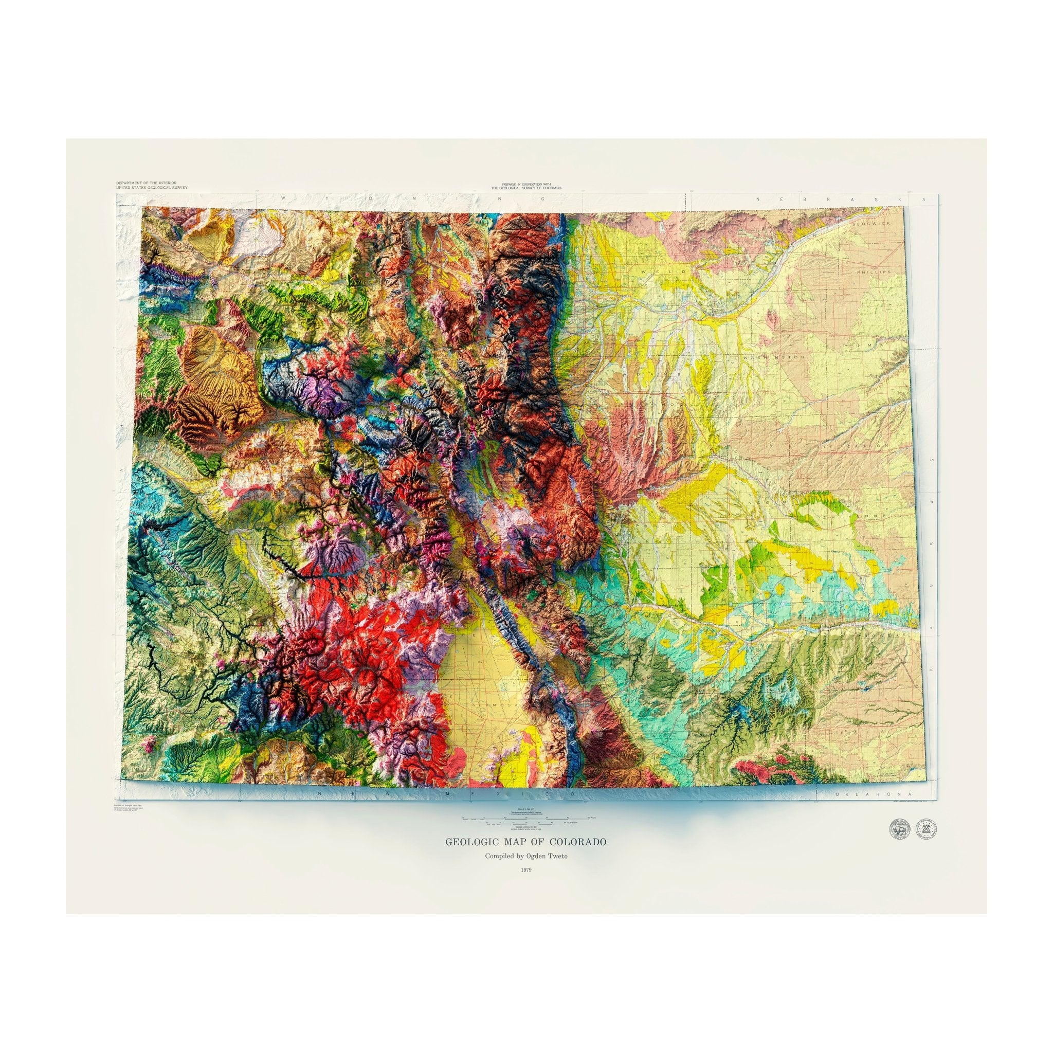 Colorado 1979 Shaded Relief Map - Muir Way - Vintage Relief