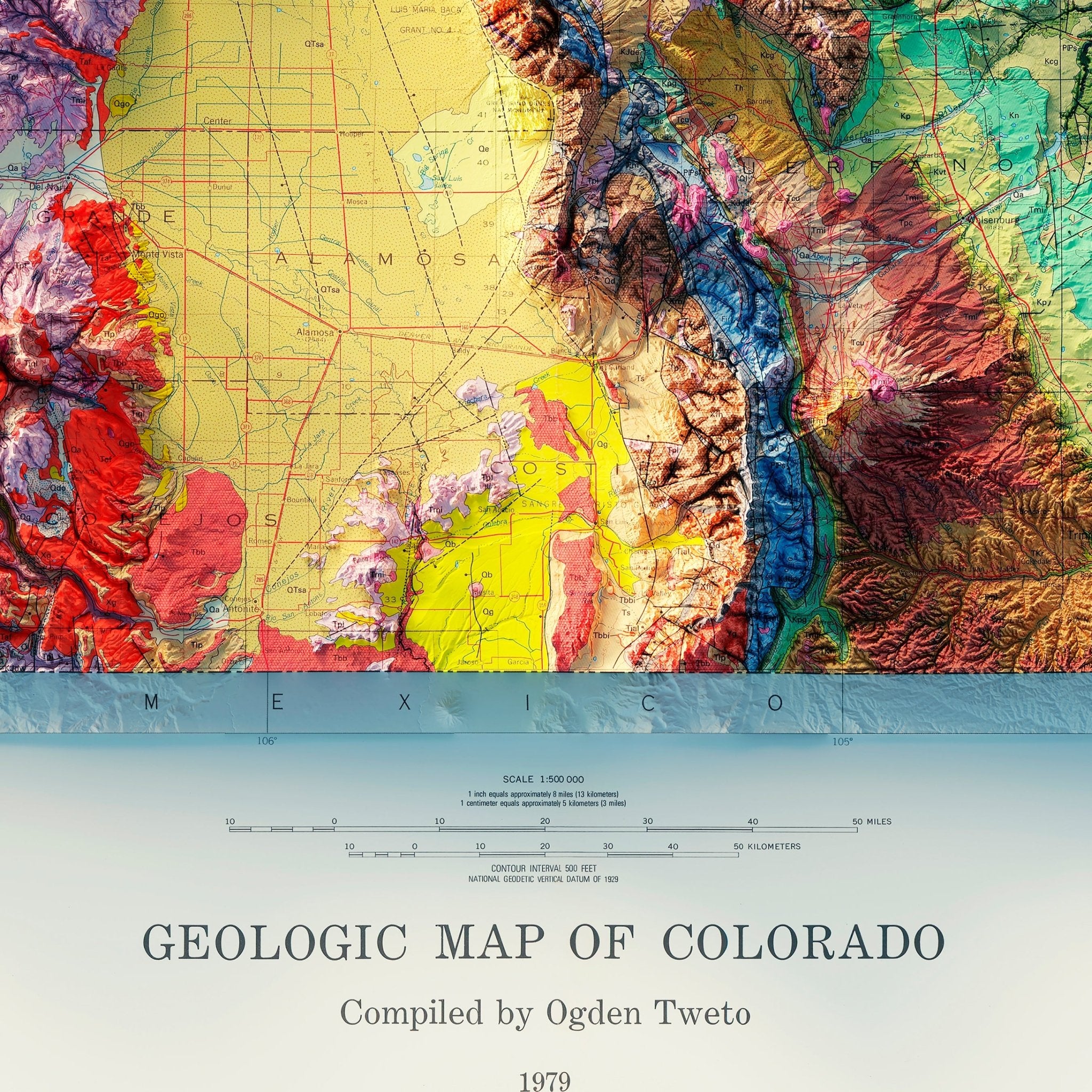 Colorado 1979 Shaded Relief Map - Muir Way - Vintage Relief
