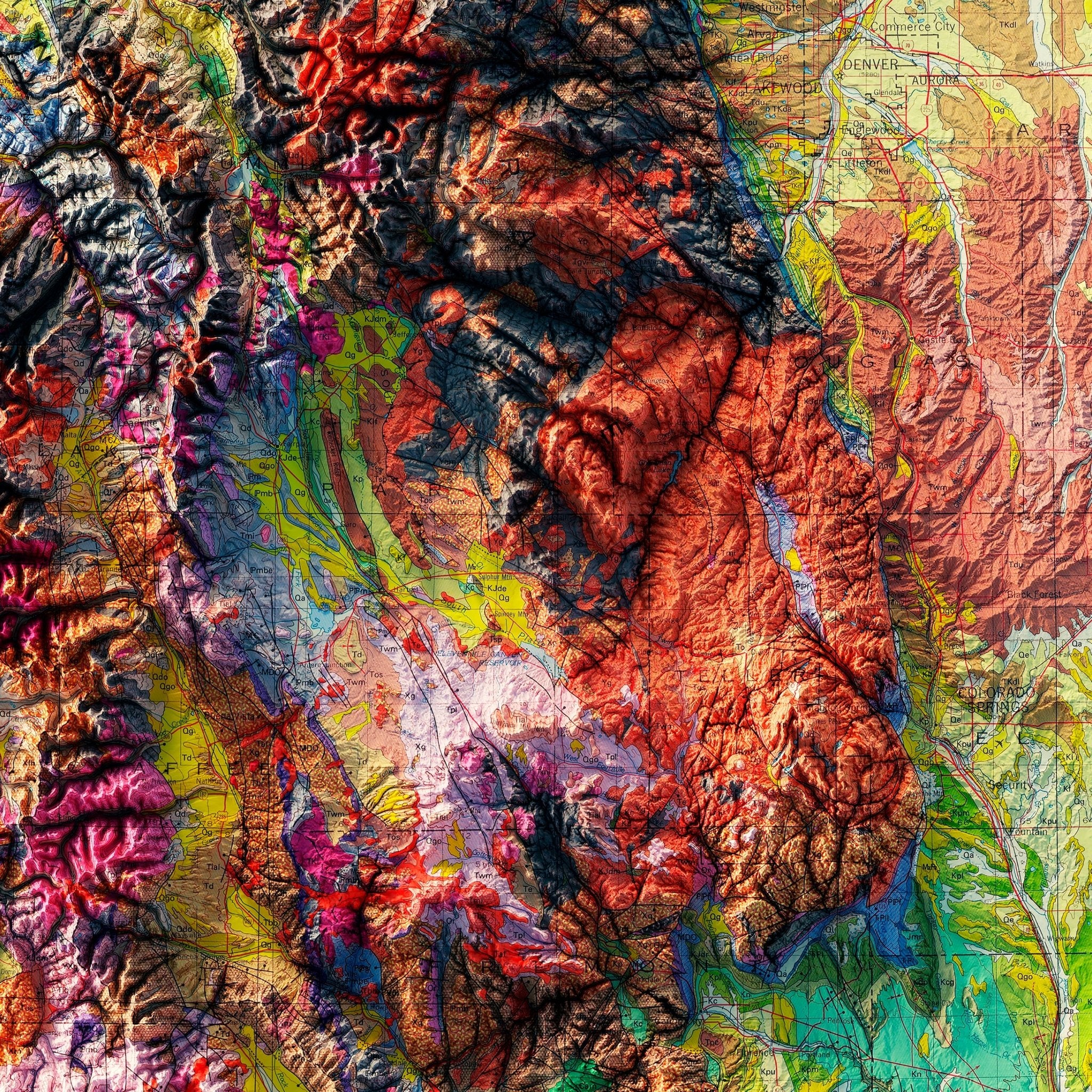 Colorado 1979 Shaded Relief Map - Muir Way - Vintage Relief
