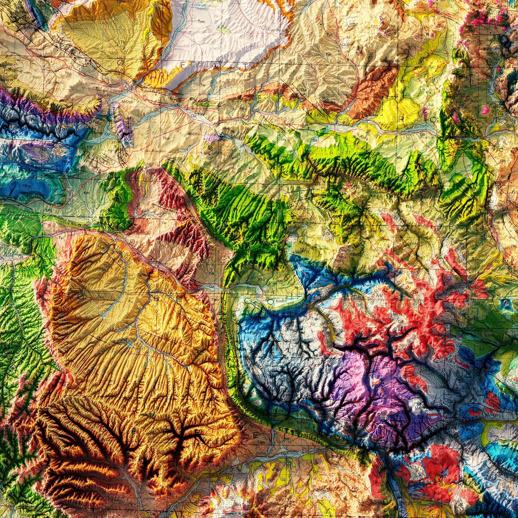 Colorado 1979 Shaded Relief Map - Muir Way - Vintage Relief