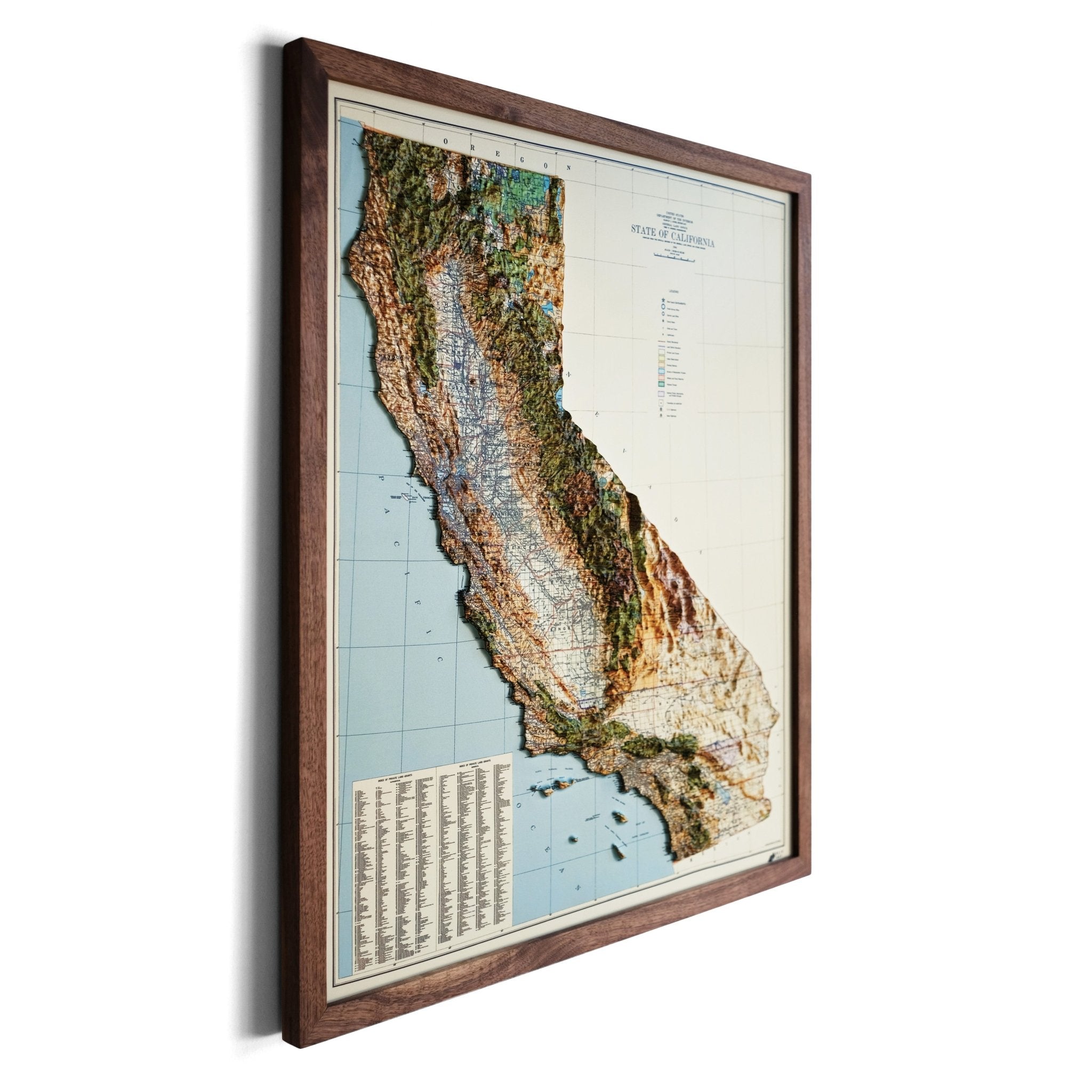 California 1944 3D Raised Relief Map - Muir Way - 3D