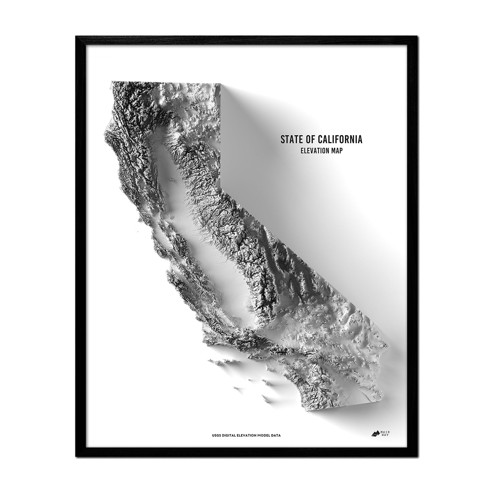 California Topographic on sale Map, Stacked Plot Visualization Print