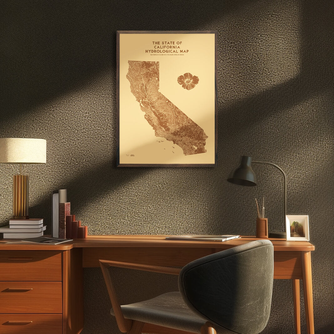 California Hydrological Map – Desert Tan - Muir Way