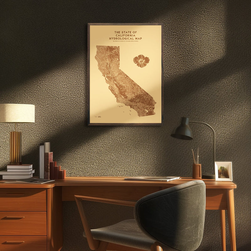 California Hydrological Map – Desert Tan - Muir Way