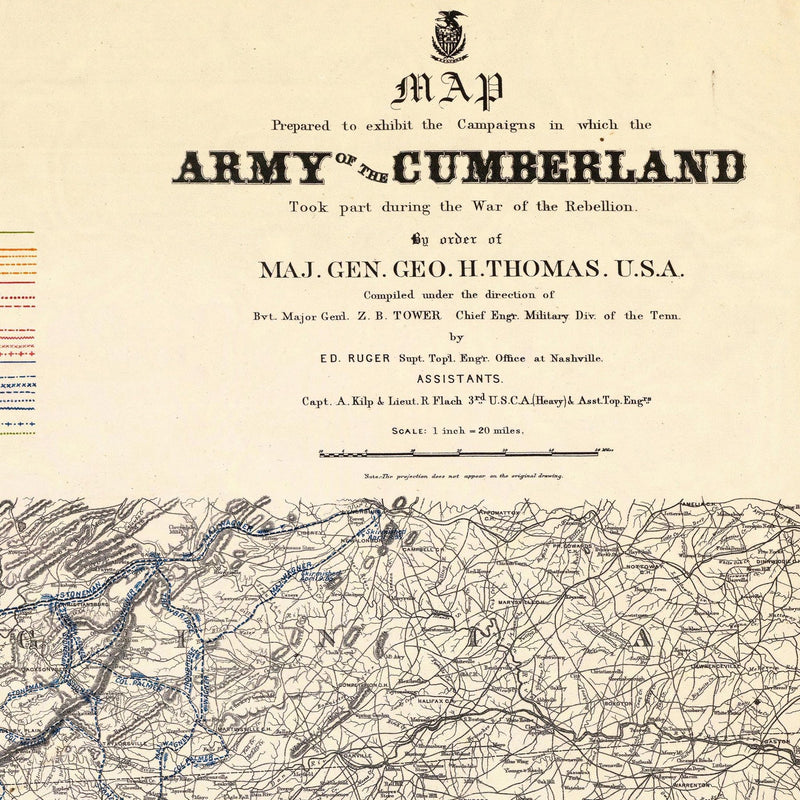 Campaigns in which Army of the Cumberland Took Part - Muir Way - Vintage Map