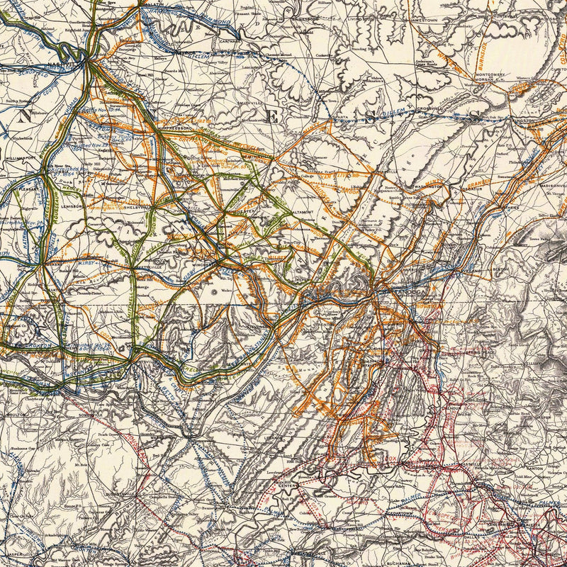Campaigns in which Army of the Cumberland Took Part - Muir Way - Vintage Map