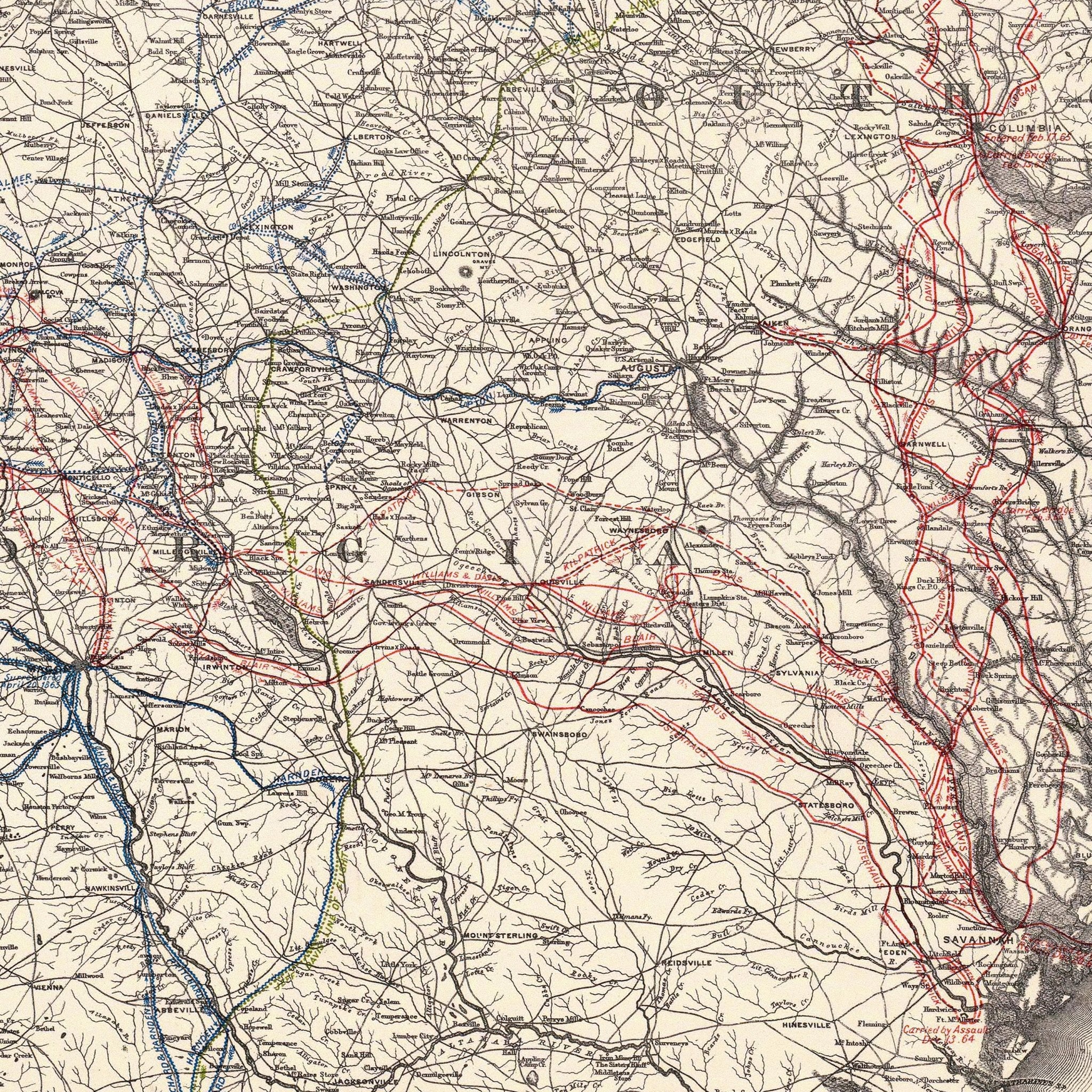 Campaigns in which Army of the Cumberland Took Part - Muir Way - Vintage Map