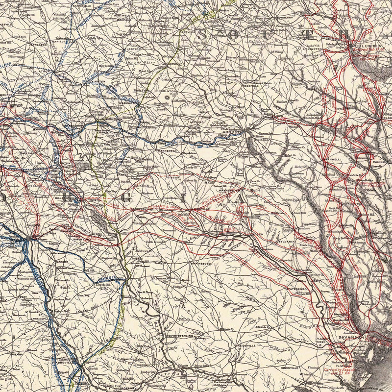 Campaigns in which Army of the Cumberland Took Part - Muir Way - Vintage Map