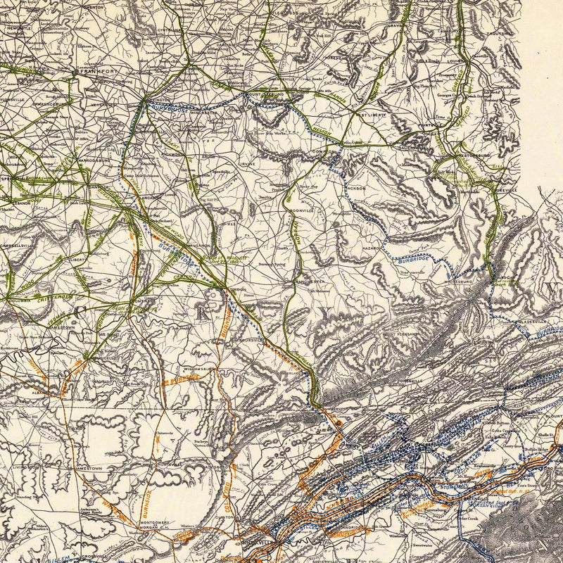 Campaigns in which Army of the Cumberland Took Part - Muir Way - Vintage Map
