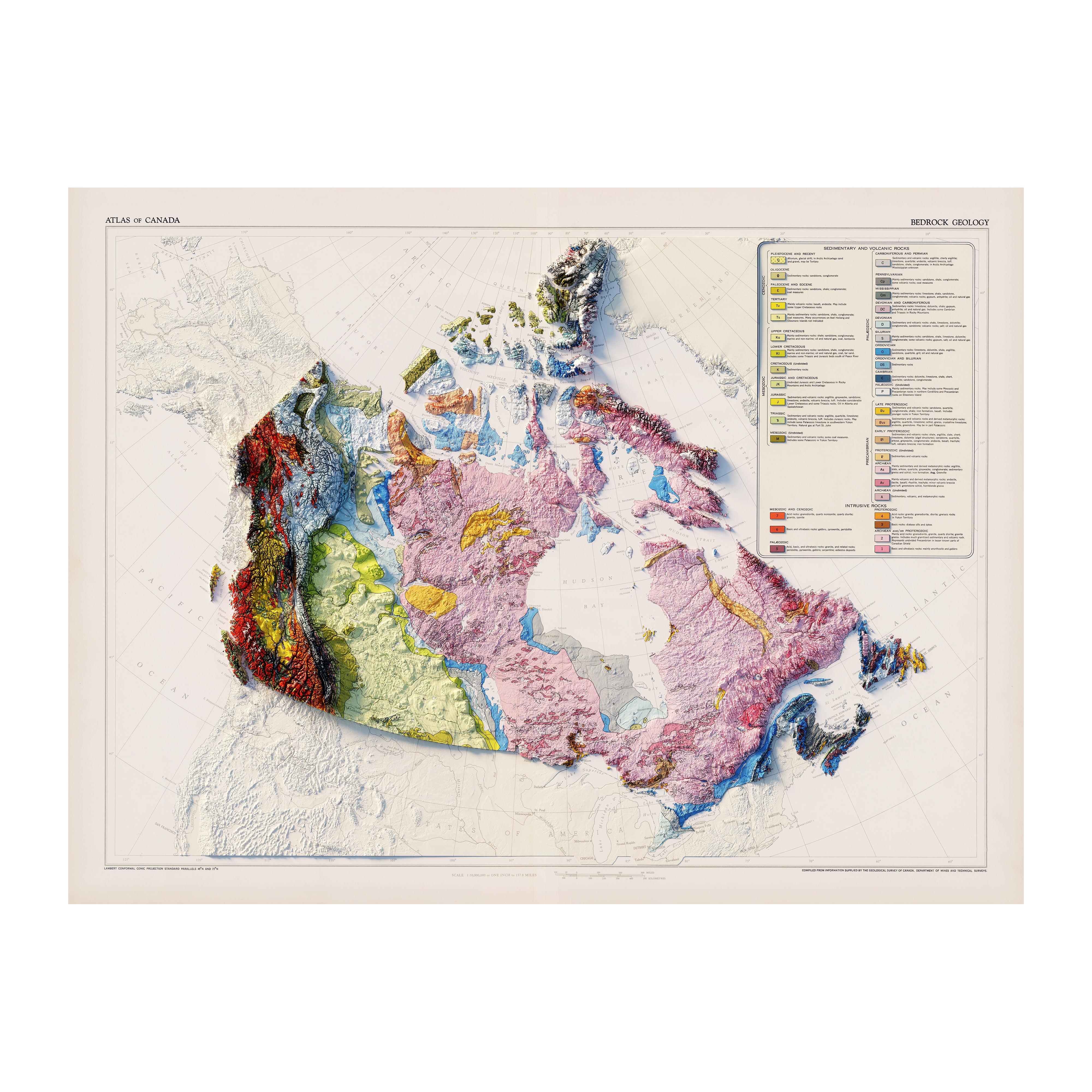 Vintage Canada Relief Map - 1956