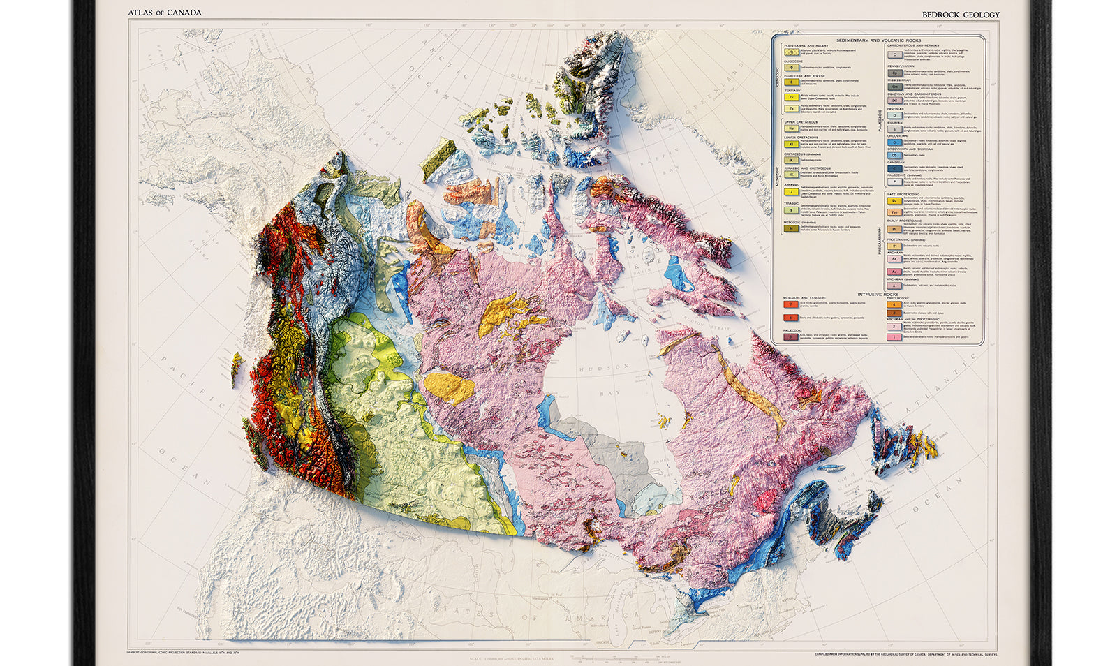 Vintage Canada Relief Map - 1956