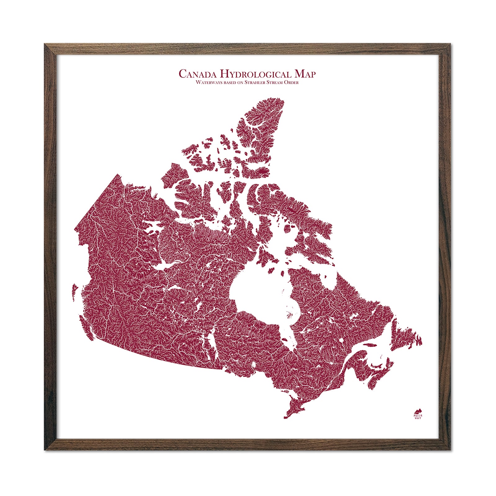 Hydrological Map of Canada in Red