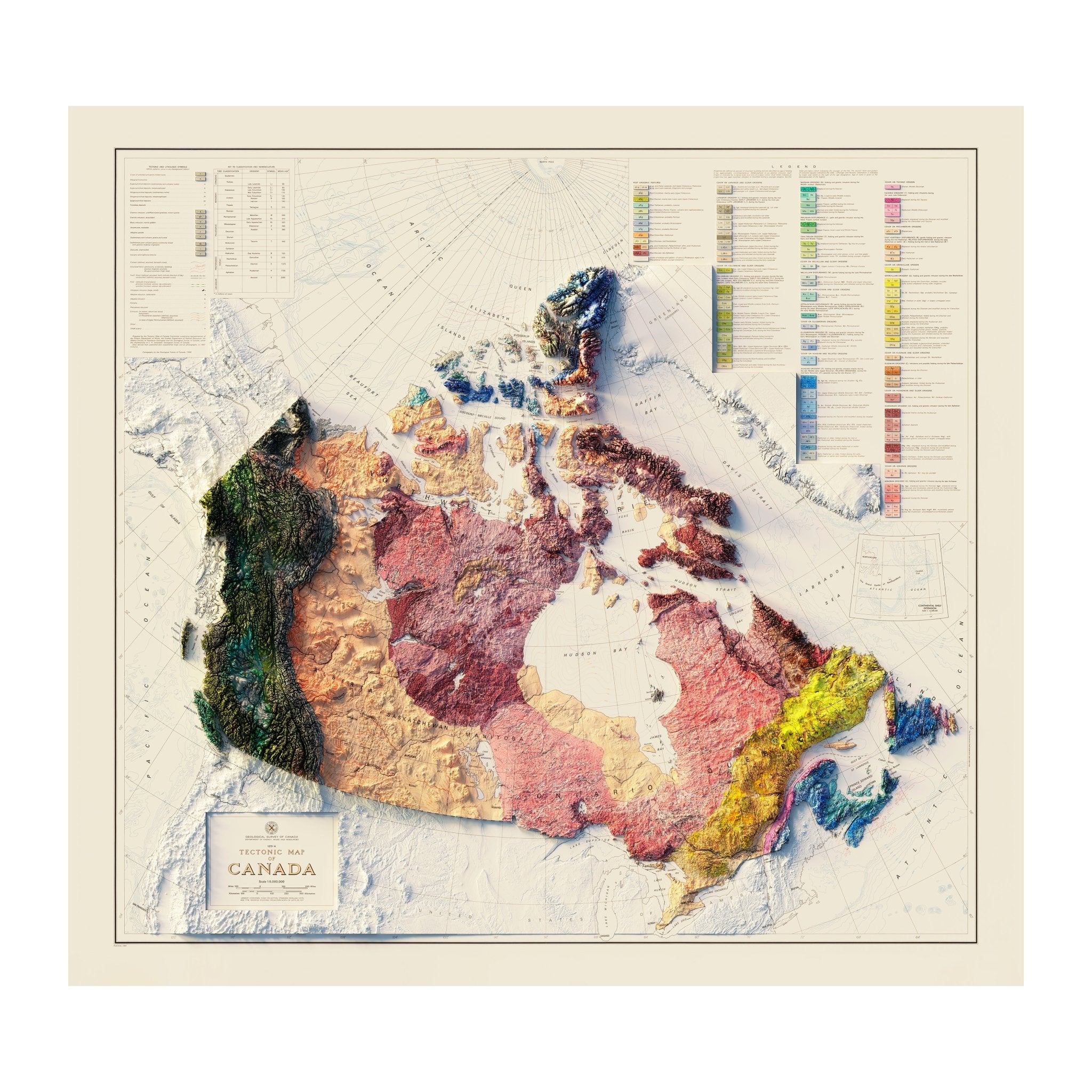 Canada 1968 Shaded Relief Map - Muir Way - Vintage Relief