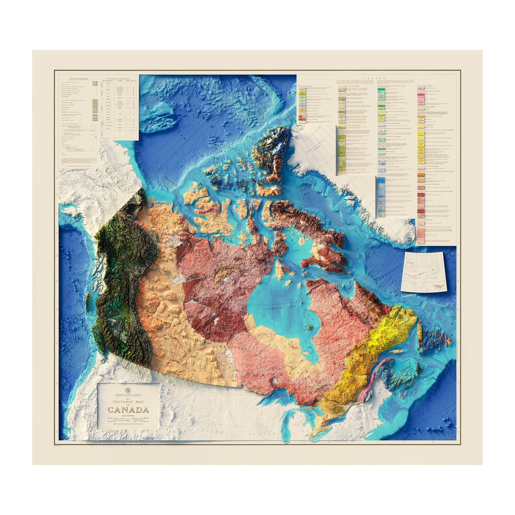 Canada 1968 Shaded Relief Map - Muir Way - Vintage Relief
