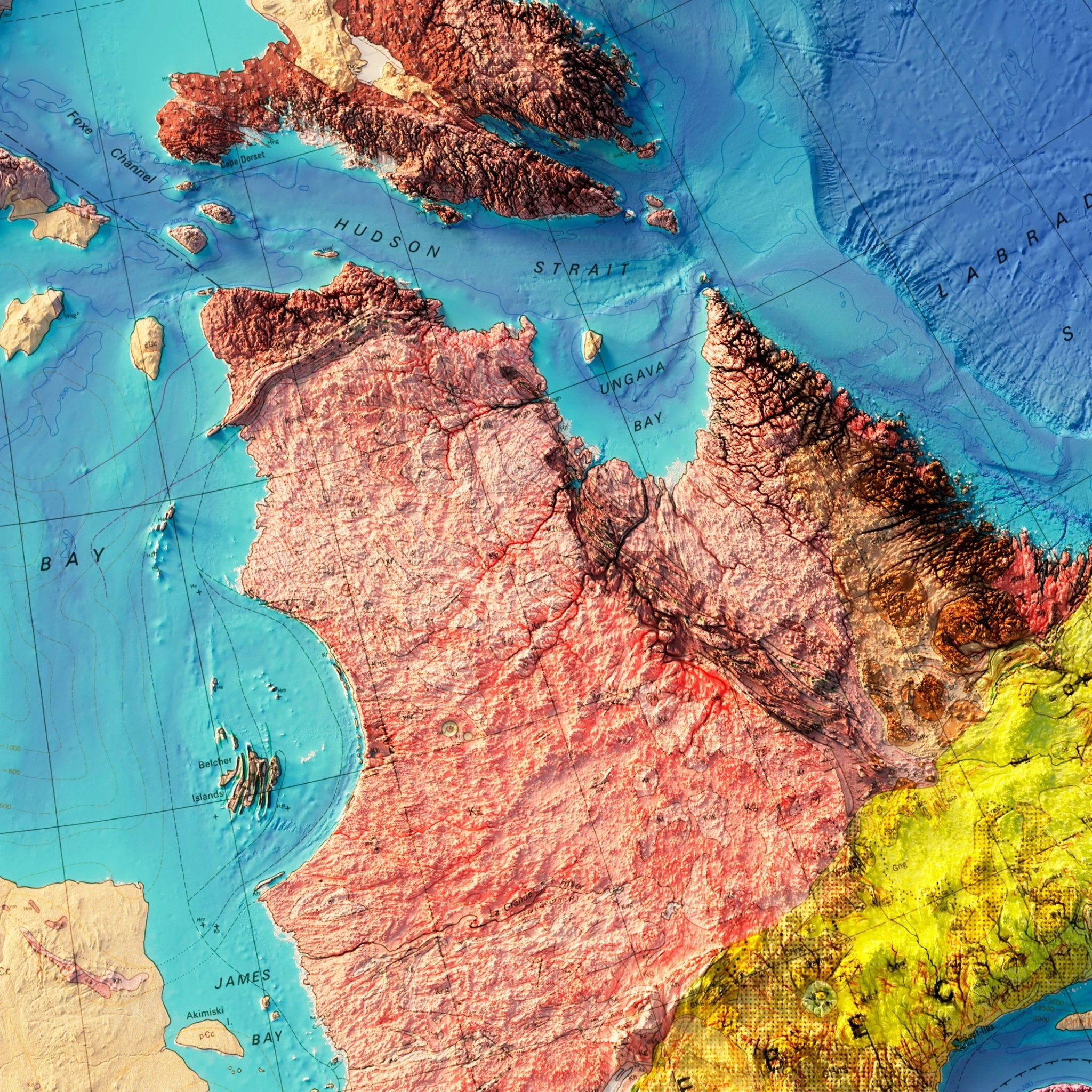Canada 1968 Shaded Relief Map - Muir Way - Vintage Relief