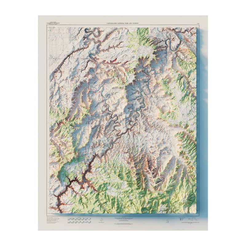 Canyonlands National Park 1968 Shaded Relief Map - Muir Way - Vintage Relief