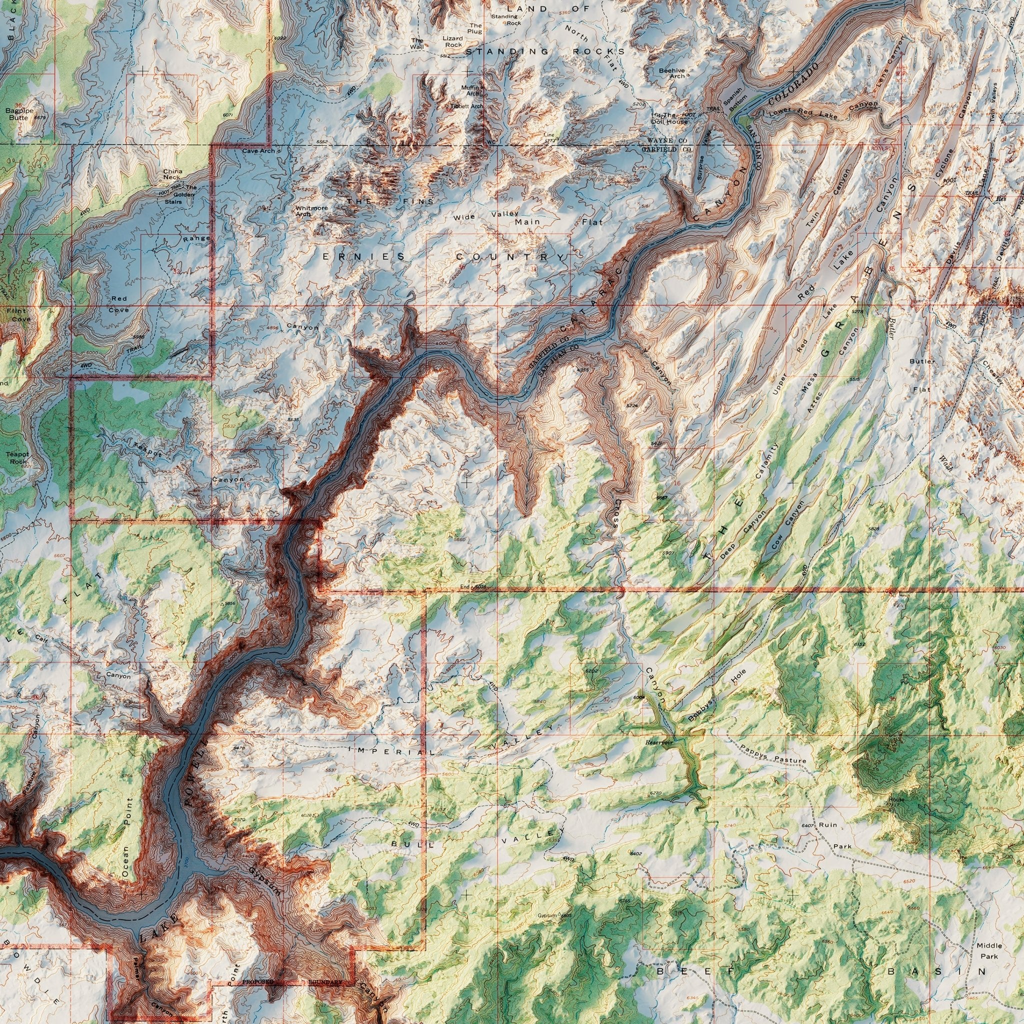 Canyonlands National Park 1968 Shaded Relief Map - Muir Way - Vintage Relief