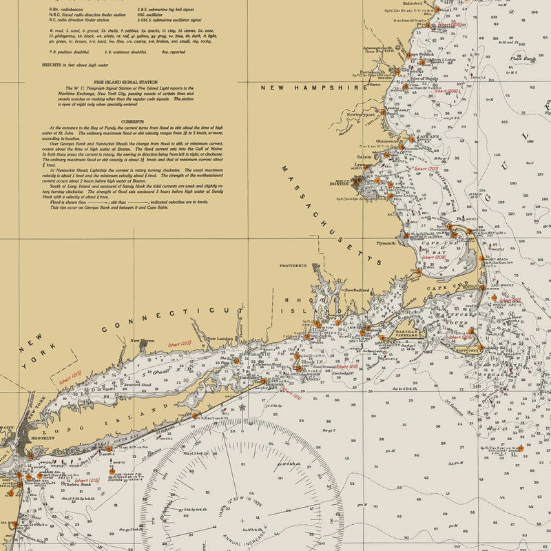 Cape Sable to Cape Hatteras Nautical Chart 1934 - Muir Way - Vintage Map