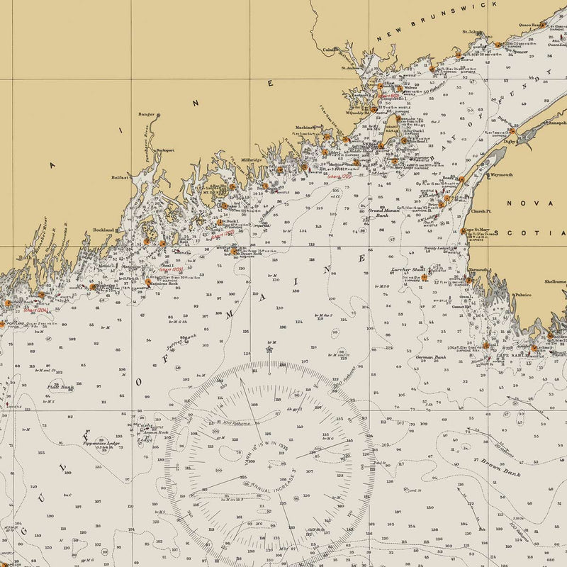 Cape Sable to Cape Hatteras Nautical Chart 1934 - Muir Way - Vintage Map