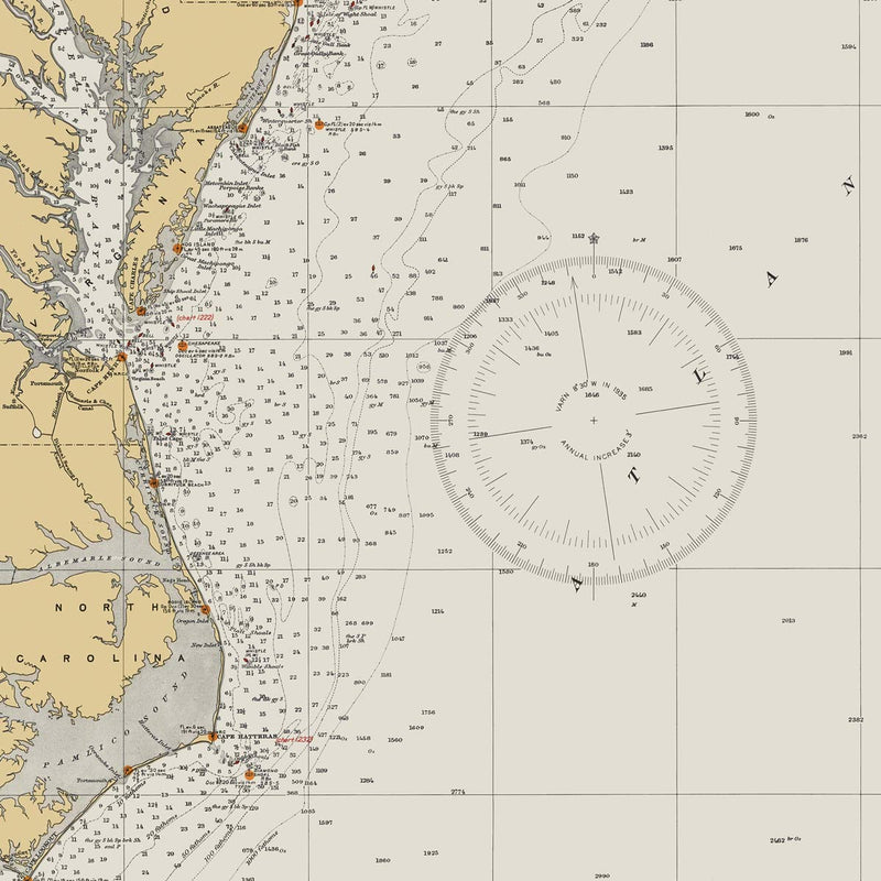 Cape Sable to Cape Hatteras Nautical Chart 1934 - Muir Way - Vintage Map