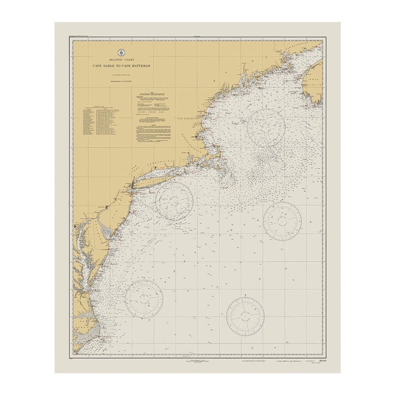 Cape Sable to Cape Hatteras Nautical Chart 1934 - Muir Way - Vintage Map