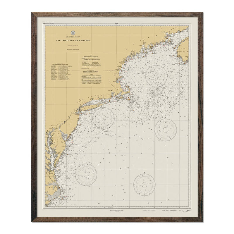 Cape Sable to Cape Hatteras Nautical Chart 1934 - Muir Way - Vintage Map