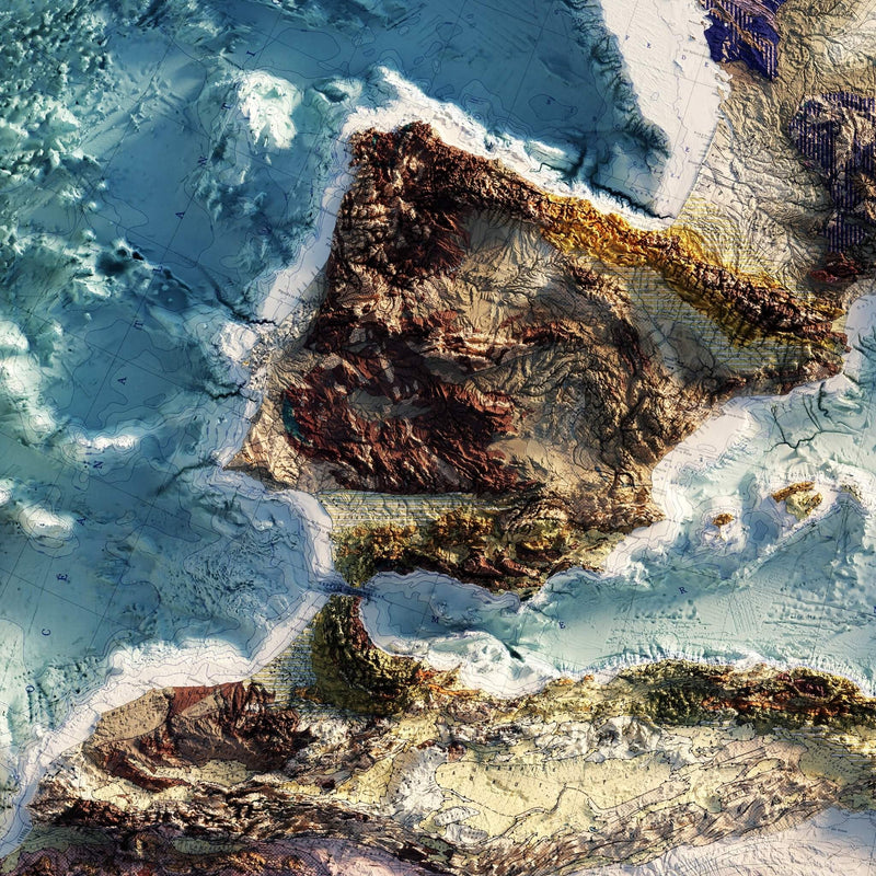 Carte Tectonique Internationale De L'Europe 1962 Shaded Relief Map - Muir Way - Vintage Relief