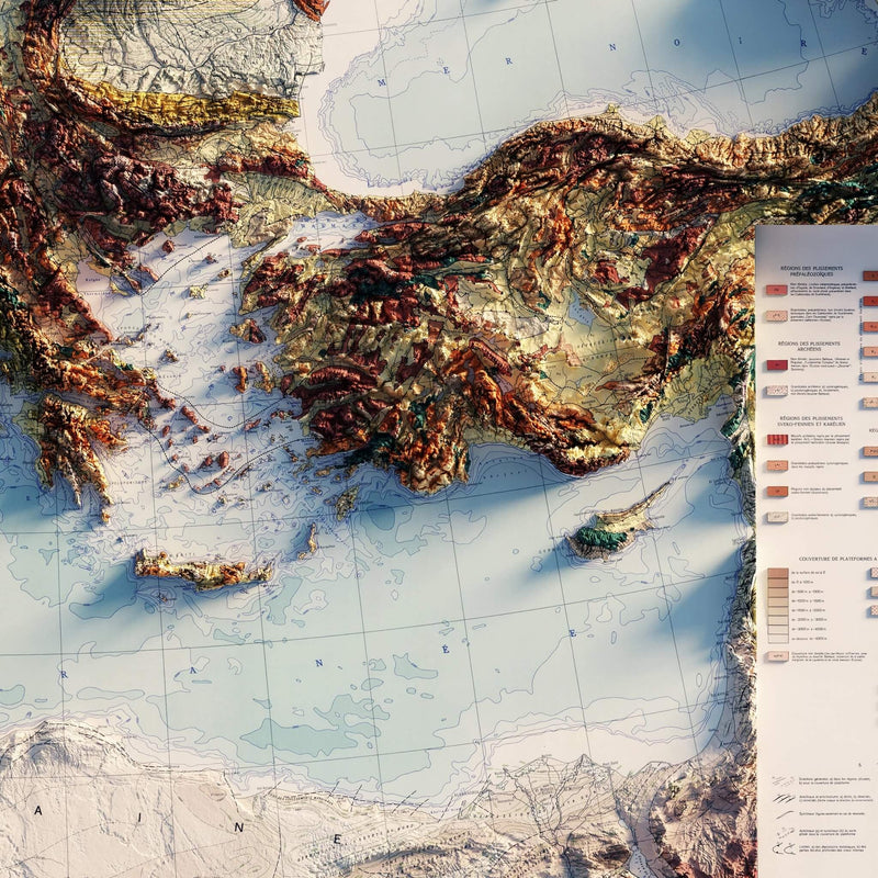 Carte Tectonique Internationale De L'Europe 1962 Shaded Relief Map - Muir Way - Vintage Relief